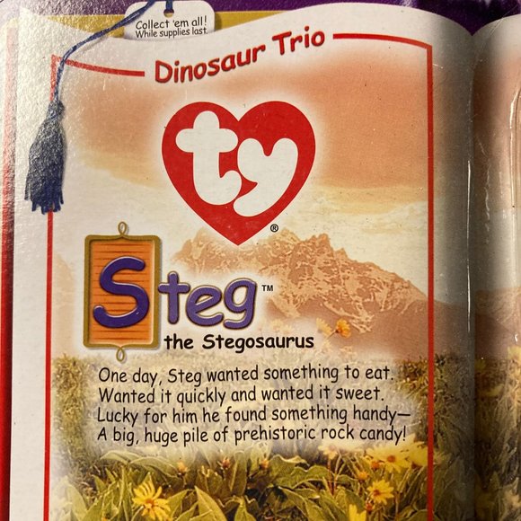 McDonald's Ty Beanie Babies "Dinosaur Trio Collection" Steg & Rex New Unopened - Picture 5 of 12